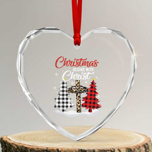 Christmas Begins With Christ Heart Crystal Glass Ornament Leopard Cross Plaid Xmas Tree TS11 Transparent Glass 3'' Heart Print Your Wear