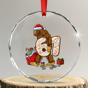 Christmas Bigfoot 67 Meme Crystal Glass Ornament Funny Six Seven Gen Alpha Slang Sasquatch TS10 Transparent Glass 3'' Circle Print Your Wear