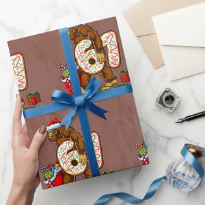 Christmas Bigfoot 67 Meme Wrapping Paper Roll Funny Six Seven Gen Alpha Slang Sasquatch TS10 Mocha Print Your Wear