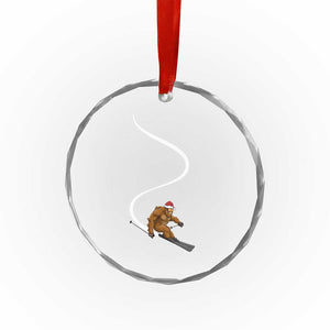 Christmas Bigfoot Skiing Crystal Glass Ornament Funny Santa Sasquatch Ski Lover Mountain Skier Winter Sports TS10 Print Your Wear