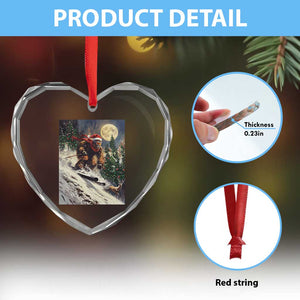 Christmas Bigfoot Skiing Heart Crystal Glass Ornament Funny Santa Sasquatch Snowboard Ski Lover Skier TS10 Print Your Wear