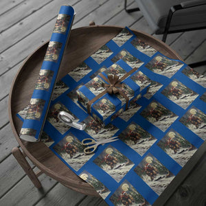 Christmas Bigfoot Skiing Wrapping Paper Roll Funny Santa Sasquatch Snowboard Ski Lover Skier TS10 Blue Print Your Wear