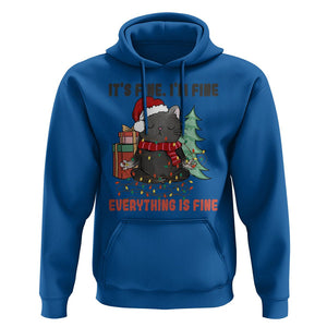 Christmas Black Cat Hoodie It's Fine I'm Fine Everything Is Fine Xmas Light Funny TS02 Royal Blue Printyourwear