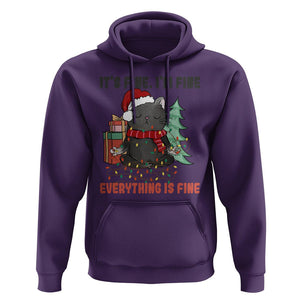 Christmas Black Cat Hoodie It's Fine I'm Fine Everything Is Fine Xmas Light Funny TS02 Purple Printyourwear