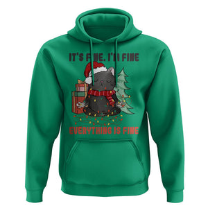 Christmas Black Cat Hoodie It's Fine I'm Fine Everything Is Fine Xmas Light Funny TS02 Irish Green Printyourwear