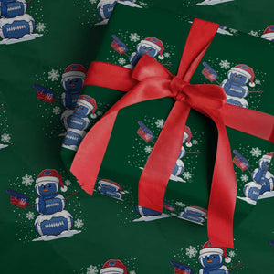 Christmas BFB Football Wrapping Paper Roll Vintage 90s BFB Sports Fan Football Snowman Xmas Pajamas TS10 Green Print Your Wear