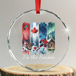 Christmas Canada Ice Hockey Lover Crystal Glass Ornament Tis The Season TS12 Transparent Glass 3'' Circle Print Your Wear