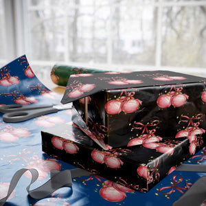 Christmas Coquette Pink Baubles Bow Wrapping Paper Roll TS11 Black Print Your Wear