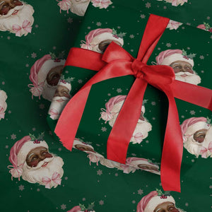 Christmas Coquette Pink Black Santa Bow Wrapping Paper Roll TS11 Green Print Your Wear