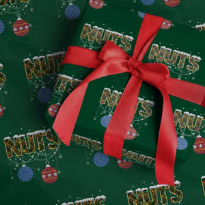 Christmas Couples Wrapping Paper Roll Chestnuts Xmas Matching Family Funny Nuts TS02 Green Print Your Wear