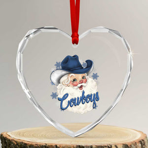 Christmas Football Lover Heart Crystal Glass Ornament Blue Santa DFC Game Day TS11 Transparent Glass 3'' Heart Print Your Wear