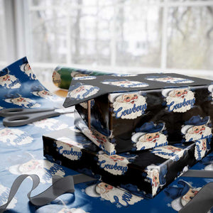 Christmas Cowboys Fan Wrapping Paper Roll Funny Xmas American Football Blue Santa TS11 Black Print Your Wear