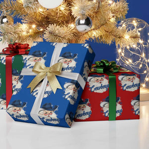 Christmas Cowboys Fan Wrapping Paper Roll Funny Xmas American Football Blue Santa TS11 Print Your Wear