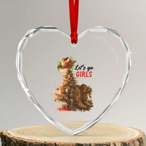 Christmas Cowgirl Boots Heart Crystal Glass Ornament Western Cowboy Hat Howdy TS14 Transparent Glass 3'' Heart Print Your Wear