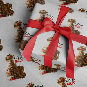 Christmas Cowgirl Boots Wrapping Paper Roll Western Cowboy Hat Howdy TS14 White Print Your Wear