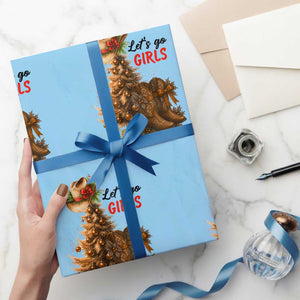 Christmas Cowgirl Boots Wrapping Paper Roll Western Cowboy Hat Howdy TS14 Light Blue Print Your Wear