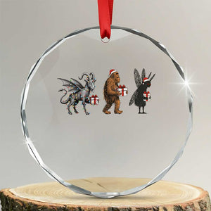 Christmas Cryptid Gift Crystal Glass Ornament Bigfoot Jersey Devil Mothman Santa TS12 Transparent Glass 3'' Circle Print Your Wear