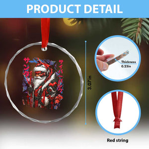 Christmas Cyberpunk Santa Crystal Glass Ornament Japanese Xmas Techwear Manga Anime TS11 Print Your Wear