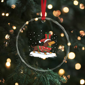 Christmas Dachshund Crystal Glass Ornament Funny Weiner Santa Hat Xmas Dog Puppy Lover TS10 Print Your Wear
