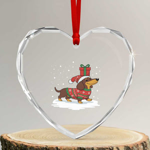 Christmas Dachshund Heart Crystal Glass Ornament Funny Weiner Santa Hat Xmas Dog Puppy Lover TS10 Transparent Glass 3'' Heart Print Your Wear