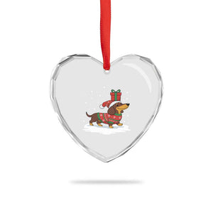 Christmas Dachshund Heart Crystal Glass Ornament Funny Weiner Santa Hat Xmas Dog Puppy Lover TS10 Print Your Wear