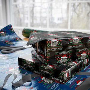 Christmas Dart Player Gift Wrapping Paper Roll Merry Dartsmas TS12 Black Print Your Wear