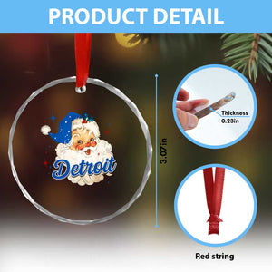 Christmas Detroit Football Crystal Glass Ornament Vintage Santa Lions Fan TS10 Print Your Wear