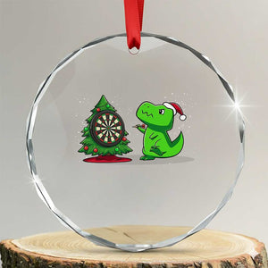 Christmas Dinosaur Dart Player Crystal Glass Ornament Funny Dino Lover TS12 Transparent Glass 3'' Circle Print Your Wear