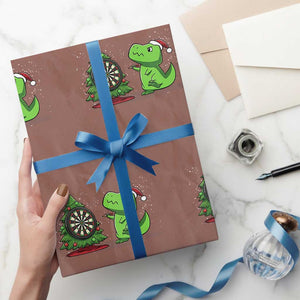 Christmas Dinosaur Dart Player Wrapping Paper Roll Funny Dino Lover TS12 Mocha Print Your Wear