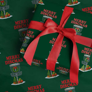 Christmas Disc Golf Wrapping Paper Roll Merry Discmas Golfers Frisbee Golfer Xmas Gift TS10 Green Print Your Wear