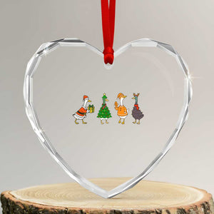 Christmas Ducks Heart Crystal Glass Ornament Funny Animals Farm Lover Gift Xmas Light TS10 Transparent Glass 3'' Heart Print Your Wear