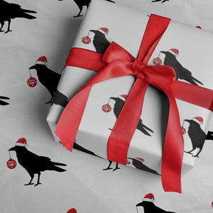 Christmas F Caw F Wrapping Paper Roll Funny Black Crow Merry Xmas TS14 White Print Your Wear