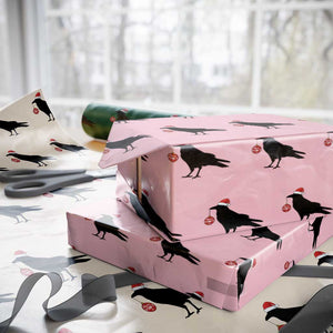 Christmas F Caw F Wrapping Paper Roll Funny Black Crow Merry Xmas TS14 Light Pink Print Your Wear