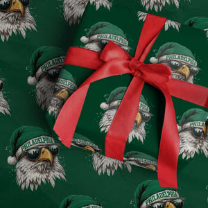 Christmas Football Lover Wrapping Paper Roll Funny Green Santa PFE City Silhouette TS11 Green Print Your Wear