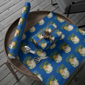 Christmas GB Fan Wrapping Paper Roll Vintage Varsity Retro Santa Claus Face Game Day TS10 Blue Print Your Wear