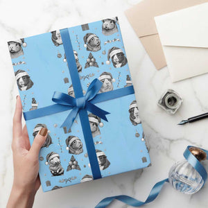 Christmas Guinea Pigs Wrapping Paper Roll Funny Cavy Lover Holiday Gift TS12 Light Blue Print Your Wear