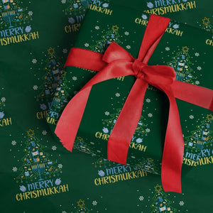 Christmas Hanukkah Wrapping Paper Roll Merry Christmukkah Jewish Christmas Tree Chanukah TS02 Green Print Your Wear