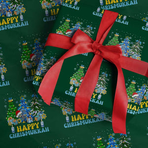 Christmas Hanukkah Wrapping Paper Roll Merry Christmukkah Jewish Christmas Trees Chanukah TS02 Green Print Your Wear