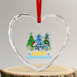 Christmas Hanukkah Heart Crystal Glass Ornament Merry Christmukkah Jewish Christmas Trees Chanukah TS02 Transparent Glass 3'' Heart Print Your Wear