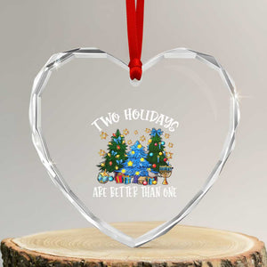 Christmas Hanukkah Heart Crystal Glass Ornament Two Holidays Are Better Than One Christmukkah Tree TS11 Transparent Glass 3'' Heart Print Your Wear