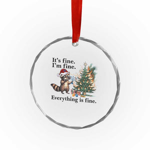 Christmas Hanukkah Racoon Crystal Glass Ornament Funny Its Fine I Am Fine Everything Is Fine TS11 Print Your Wear