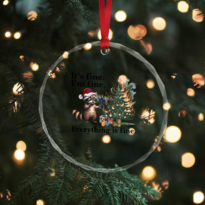 Christmas Hanukkah Racoon Crystal Glass Ornament Funny Its Fine I Am Fine Everything Is Fine TS11 Print Your Wear
