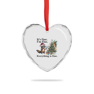 Christmas Hanukkah Racoon Heart Crystal Glass Ornament Funny Its Fine I Am Fine Everything Is Fine TS11 Print Your Wear