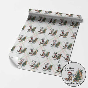 Christmas Hanukkah Racoon Wrapping Paper Roll Funny Its Fine I Am Fine Everything Is Fine TS11 Christmas Plaid Print Your Wear