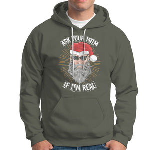 Christmas Hoodie Ask Your Mom If I'm Real Funny Santa Retro Xmas TS09 Printyourwear