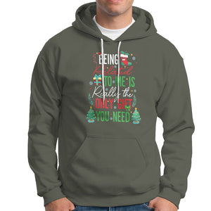 Christmas Hoodie Being Related To Me Is Really The Only Gift You Need TS09 Military Green Printyourwear