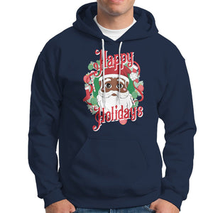 Christmas Hoodie Black Happy Holidays African American Santa TS09 Navy Printyourwear