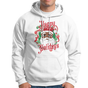 Christmas Hoodie Black Happy Holidays African American Santa TS09 White Printyourwear