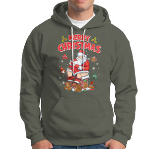 Christmas Hoodie Funny Santa Pooping Down The Chimney TS09 Printyourwear