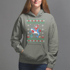 Christmas Hoodie Santa Riding Shark Diver Ocean Xmas Holiday TS09 Printyourwear